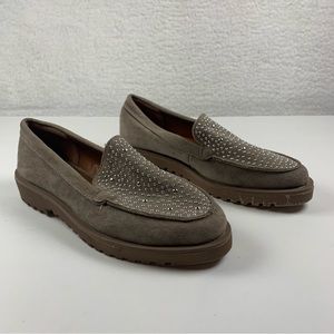 Anne Klein iflex Dorsey SUEDE LOAFER STUDDED SHOE WOMENS SIZE 6 TAUPE NWOB 7067‎